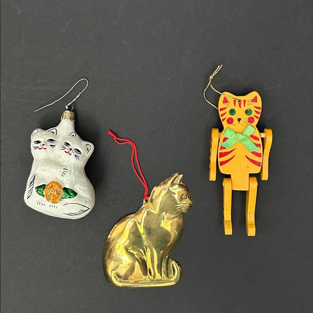 This Years Christmas Tree Theme is Cats! Set of Three Vintage Cat Ornaments